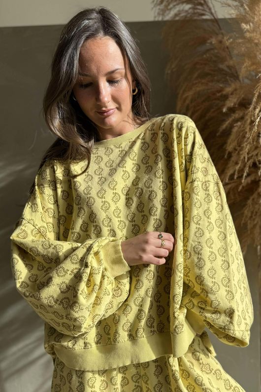 Indira Lantern Sleeve Sweatshirt Soft Ochre & Deep Ochre